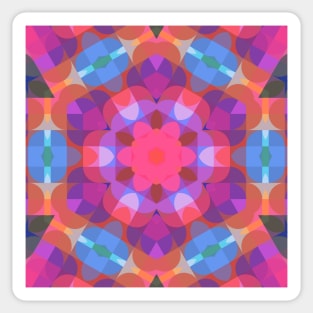 Retro Mandala Flower Pink Blue and Purple Sticker